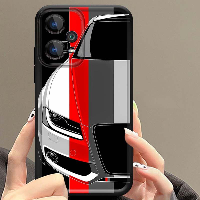 Phone Cases Xiaomi 15 - Rotes und Weißes Auto-Muster Weiche Gummi-Handyhülle