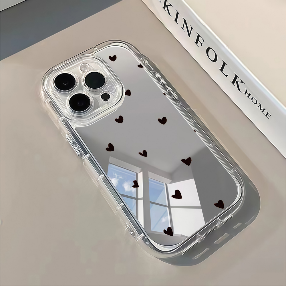 Phone Cases Xr Iphone - Frische, süße schwarze Handyhülle mit Liebesherz-Spiegel